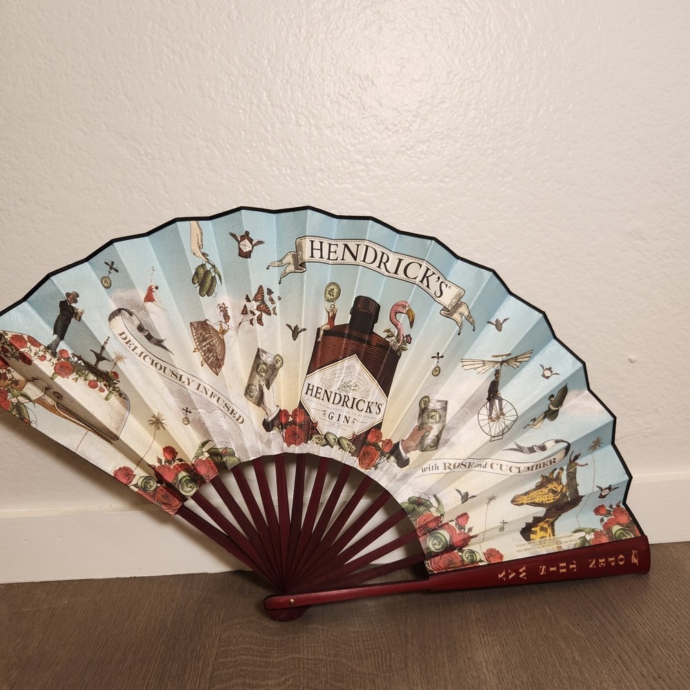 Hendrick's Gin Promotional Folding Hand FanBarware Collectible Cocktail Merch
